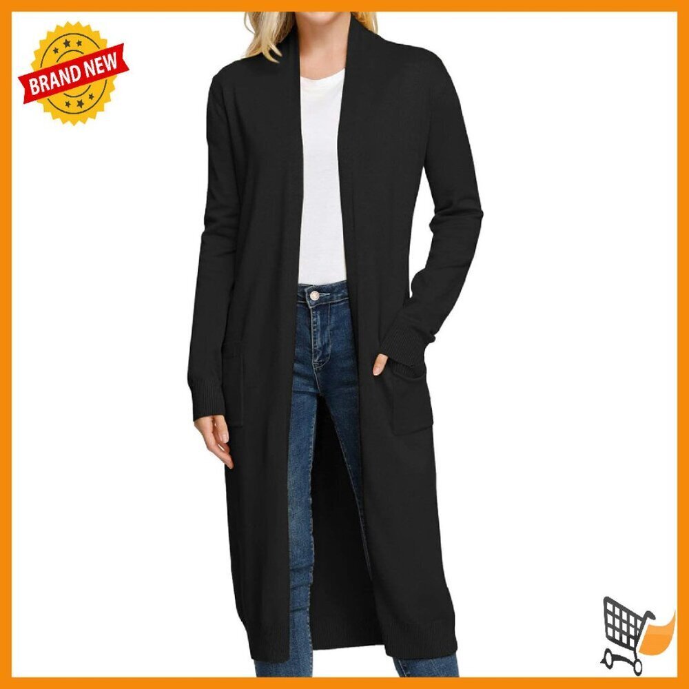 Open Front Maxi Knit Cardigan Sweater for Women - Lightweight & Versatile